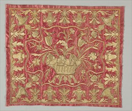 Embroidered Textile, 18th-19th century. Turkey, 18th-19th century. Embroidery: gold filé around