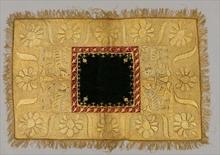 Embroidered Cover, 1800s. India, 19th century. Embroidery: silk, metal, and cotton thread on cotton