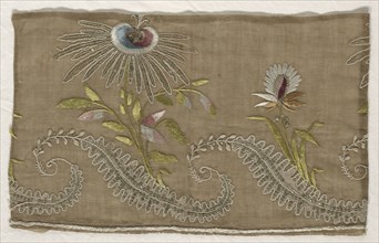 Fragment of Embroidery, 18th century. Spain, Southern, 18th century. Embroidery, silk threads on
