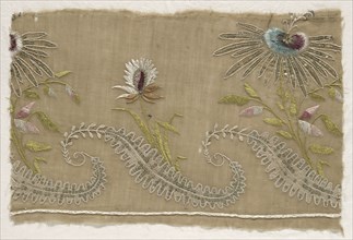 Fragment of Embroidery, 18th century. Spain, Southern, 18th century. Embroidery, silk threads on