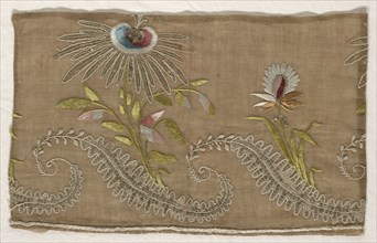 Two Fragments of Embroidery, 18th century. Spain, Southern, 18th century. Embroidery, silk threads