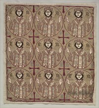 Lampas with roundels of the image of Christ in benedictory pose, 1550-1650. Turkey, Bursa, Ottoman