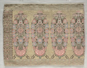 Two Pieces from a Scarf, 1700s. Iran, 18th century. Brocade; overall: 38.5 x 50.5 cm (15 3/16 x 19