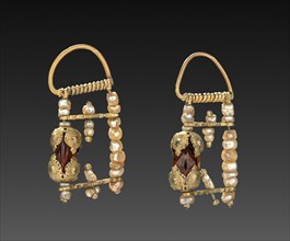 Pair of Earrings, 1800s. Russia, 19th century. Silver gilt; overall: 2.9 cm (1 1/8 in.).