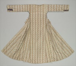 Woman's robe, 1800s. Turkey. Striped fabric; plain weave: silk; embroidery, chain stitch: silk;