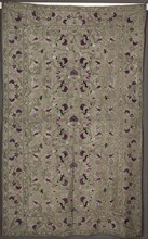 Coverlet, 1800s. India, 19th century. Embroidery; silk and gold filé on linen; overall: 289.6 x 182