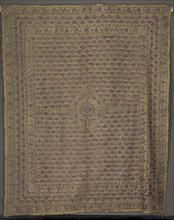Bed Cover (?), 1800s. India, Delhi ?, 19th century. Embroidery; silk and gold filé on linen;
