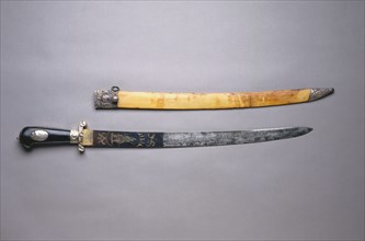 Hunting Sword, c. 1780. France (blade: Germany?), 18th century. Steel, blued, etched, and gilded;