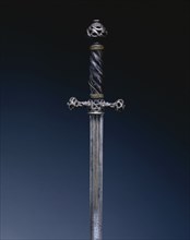 Pillow Sword, c. 1650. Italy, 17th century. Steel, pierced; leather and wood; overall: 93 cm (36