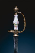 Small Sword, c. 1770. Germany, 18th century. Steel, gilt-brass, porcelain grip; overall: 90.5 cm