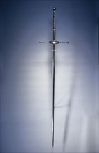 Two-Handed Sword, 1550-1600. Spain, Toledo, second half of 16th Century. Steel, wood and leather
