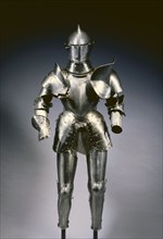 Tilting Suit (composed), c. 1560-1580. South Germany, 16th century. Steel, leather straps, brass