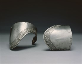 Pair of Upper Arm Canons, 1800s. Attributed to Negroli Workshop (Italian, c. 1500-1561). Steel;