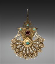 Earring, 1700s - 1800s. Hungary, 18th-19th century. Silver gilt; overall: 4.5 cm (1 3/4 in.).