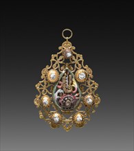 Pendant (part 2), 1700s. Belgium, 18th century. Silver gilt and enamel; overall: 11.5 cm (4 1/2 in