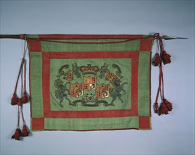 Banner with Royal Coat of Arms of Great Britain, 1700s. Great Britain, probably England, 18th