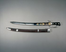 Hunting Sword, 1778-1779. William Kinman (British, 1724-1788?). Blued, etched, and gilded steel;