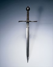 Dagger, c. 1550-1600. Italy, 16th century. Steel; russetted and damascened guard and pommel; wood