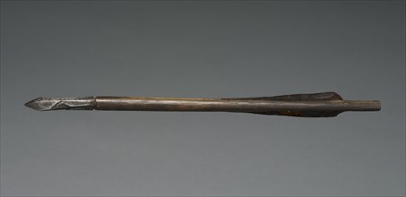 Crossbow Bolt, 1500s-1600s. Germany, 16th-17th century. Wood, leather, steel; average: 37.2 cm (14