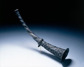 Hunting Horn, c. 1675-1725. Italy, late 16th-early 17th century. Steel, embossed; overall: 28.5 cm
