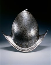 Pear Stalk Cabasset, 1580-1600. North Italy, Brescia(?), late 16th Century. Steel, etched, roped