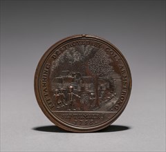 Medal:  Commemorating the Destruction of Kittanning by Col. Armstrong, 8 September 1756 (reverse),