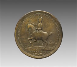 Portrait of Frederick the Great, King of Prussia , 1757. Germany, 18th century. Bronze; diameter: 4