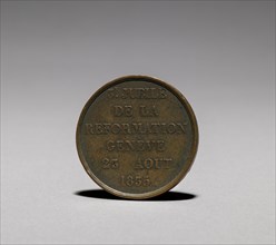 Medal: Commemorating 3c Jubilé de la Reformation Genève 23 Aôut 1835 (reverse), 1835. France ? or