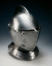 Close Helmet for the Field, c.1550-1570. Germany, 16th century. Iron, steel, leather and brass