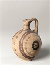 Jug, c. 600-475 BC. Cyprus, Cypro-Archaic II. White painted ware; diameter: 15.5 cm (6 1/8 in.);