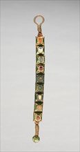 Armlet of bazuband, 1700s-1800s. India, Punjab, 18th-19th Century. Gold, encrusted enamel and gems;