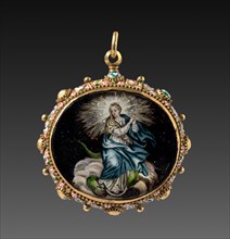 Pendant, 1600s - 1700s. Spain ?, 17th-18th century. Metal and enamel; overall: 4.8 x 4.7 cm (1 7/8