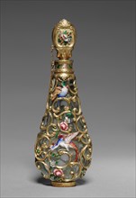 Scent Bottle, mid-1800s. France, mid-19th century. Glass with gold and enamel; overall: 12.1 x 4.4