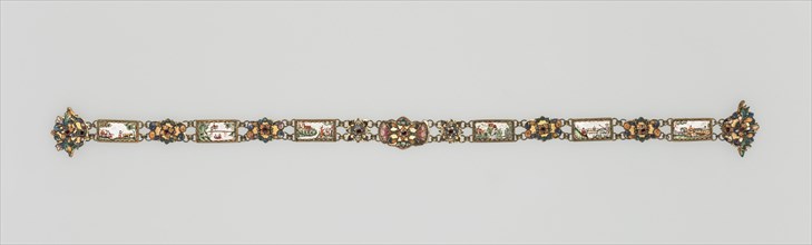 Belt, early 18th Century. Netherlands, 18th century. Enamel on copper with gilt metal mounts and