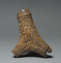 Powder Flask, c. 1570. Germany, 16th century. Staghorn (two branches) carved with relief scene of