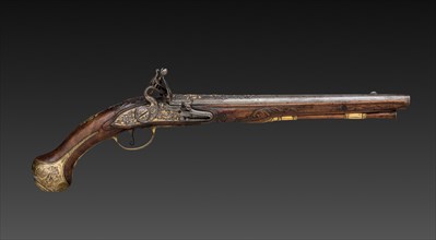 Pair of Flintlock Pistols, early 1700s. Franco-Flemish, Liège, early 18th Century. Steel with gold