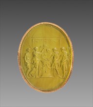 Intaglio: Classical Scene, 1700s. Italy (?), 18th century. Glass; overall: 4.8 x 3.9 cm (1 7/8 x 1