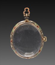 Watch Case, 1600s. Italy, 17th century. Crystal, gilt metal, enamel; overall: 6.1 x 4.2 cm (2 3/8 x