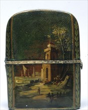 Necessaire with Scent Bottles, early 1800s. France, early 19th century. Painted wood with gold