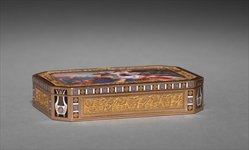 Box, early 1800s. Switzerland, early 19th century. Gold and enamel; overall: 2.1 x 9.6 x 6.4 cm