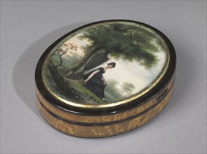Snuff Box with Figures, late 18th century. Continental, (France), late 18th century. Watercolor on
