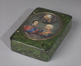 Box, c. 1815. Russia, possibly Korobov Factory, early 19th century. Lacquered wood with painted