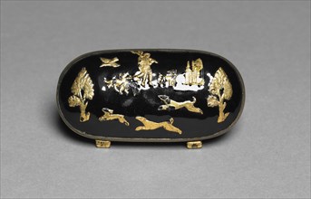 Snuff Box, 1800s. Germany, 19th century. Enamel on copper with metal mounts; overall: 3 x 7.7 x 3.9