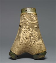 Powder Flask, c. 1550-1580. Austria (?) or Germany, 16th century. Staghorn (two branches) with