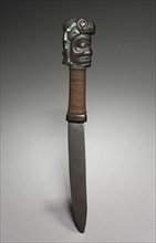 Fighting Knife, late 1800s-early 1900s. Northwest Coast, Tlingit, 19th century. Steel. leather,