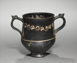 Kantharos, 300-200s BC. Greece, 4th-3rd Century BC. Black-glazed earthenware; overall: 9.3 cm (3