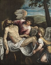 The Dead Christ with Angels, c. 1580. Leandro Bassano (Italian, 1557-1623). Oil on canvas; framed: