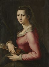 Portrait of a Woman as Saint Catherine, c. 1560. Pier Francesco Foschi (Italian, 1502-1567). Oil on
