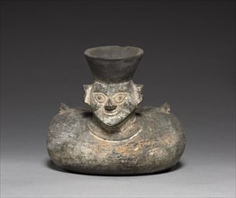 Funeral Urn, c. 1150-1530. Peru, Late Chimu. Black ware; diameter: 15.6 cm (6 1/8 in.); overall: 12