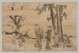 Group of Figures near a Brook, 1760-1849. Katsushika Hokusai (Japanese, 1760-1849). Color woodblock
